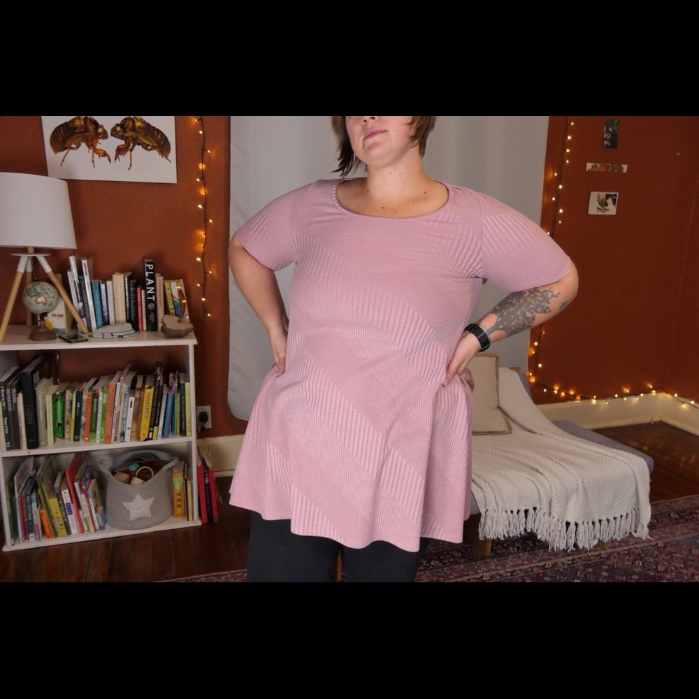 plus size 1X pink mini modern sweater dress
